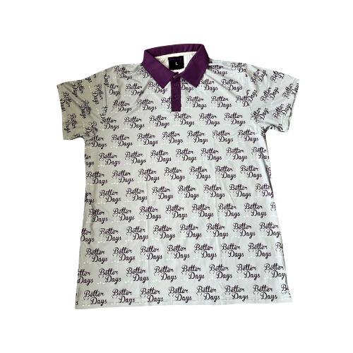 Better Days Purple Vibe Grey Polo - Better Days Company Long Island: Roller Hockey & Golf Lifestyle Wear